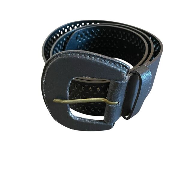 Chico’s Dark Brown Leather Waist Belt Women’s Sz Medium Large - Picture 1 of 6